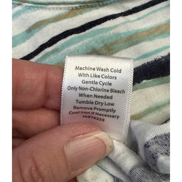 Coral Bay Tank Top Multicolor Geometric Cotton Blend Round Ocean Beachy Comfort - Picture 7 of 7